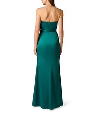 Aidan Mattox Strapless Stretch Mikado Long Dress