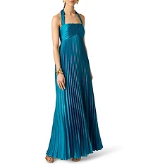 Aidan Mattox Stretch Charmeuse Pleated Gown