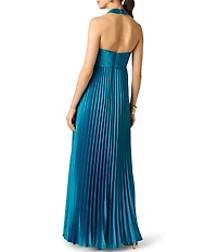 Aidan Mattox Stretch Charmeuse Pleated Gown