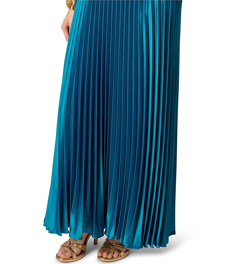 Aidan Mattox Stretch Charmeuse Pleated Gown
