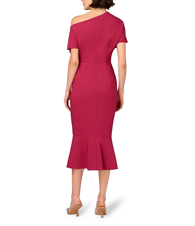 aidan mattox pleated bodycon crepe back satin midi dress Aidan Mattox Pleated Bodycon Crepe Back Satin Midi Dress