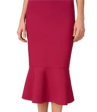 Aidan Mattox Stretch Crepe One-Shoulder Short Sleeve Flared Hem Dress