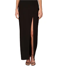 Aidan Mattox Stretch Crepe Strapless Beaded High Leg Sheath Gown