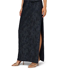 Aidan Mattox Stretch Jacquard One Shoulder Neck Sleeveless Bow Waist Column Dress