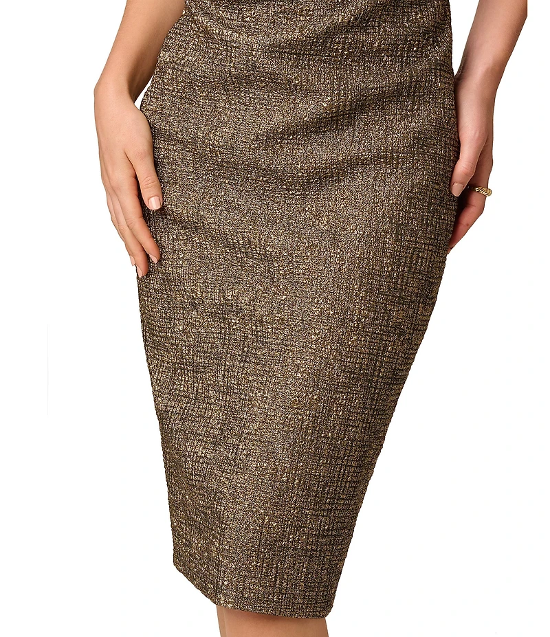 Aidan Mattox Stretch Jacquard Sweetheart Neck Sleeveless Midi Sheath Dress