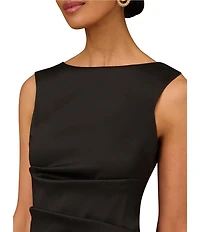 Aidan Mattox Stretch Mikado Boat Neck Sleeveless Sheath Gown