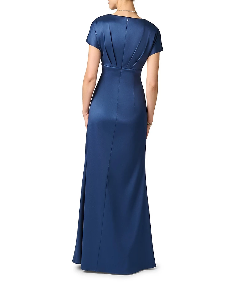 Aidan Mattox Stretch Mikado Plunging V-Neck Dolman Sleeve Gown