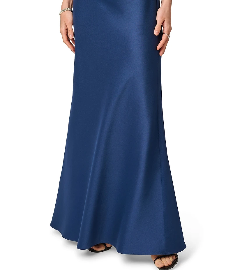 Aidan Mattox Stretch Mikado Plunging V-Neck Dolman Sleeve Gown