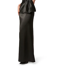 Aidan Mattox Stretch Mikado V-Neck Strapless Pleated Bodice Gown
