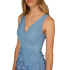 Aidan Mattox V-Neck Sleeveless Front Slit Gown