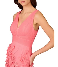 Aidan Mattox V-Neck Sleeveless Front Slit Gown