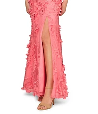 Aidan Mattox V-Neck Sleeveless Front Slit Gown