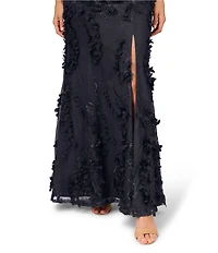 Aidan Mattox V-Neck Sleeveless Front Slit Gown