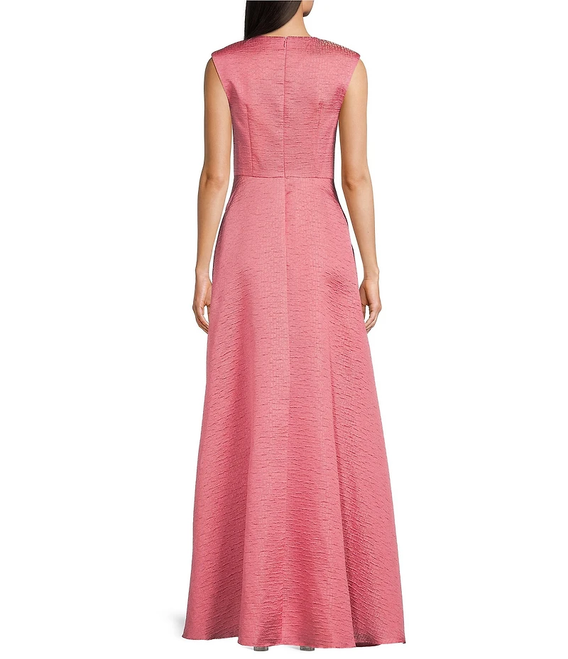 Aidan Mattox V-Neck Sleeveless Jacquard Ballgown