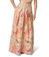 Aidan Mattox Woven Jacquard Pleated Bodice A Line Sleeveless Long Dress