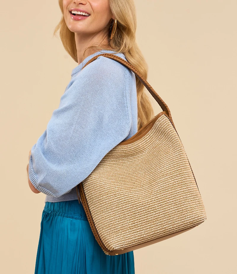 AIMEE All For Love Raffia Bucket Bag