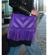 AIMEE Famous Chevron Fringe Large Crossbody Bag
