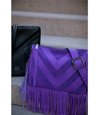 AIMEE Famous Chevron Fringe Large Crossbody Bag