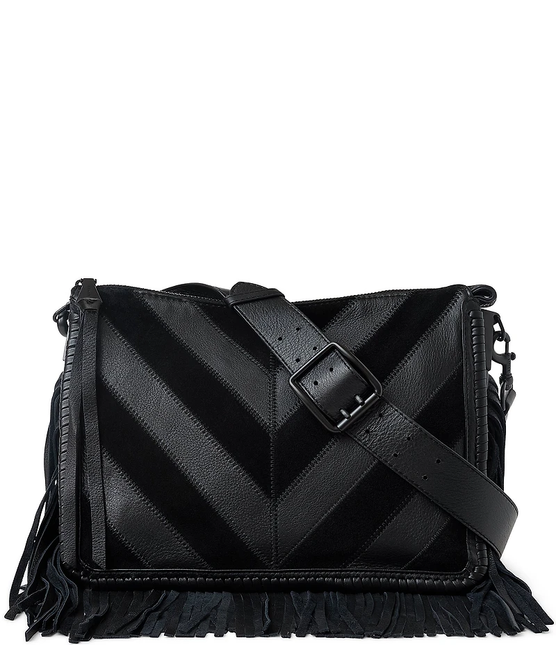 AIMEE Famous Chevron Fringe Large Crossbody Bag