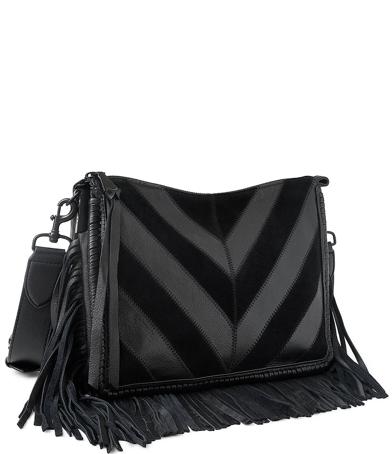 AIMEE Famous Chevron Fringe Large Crossbody Bag