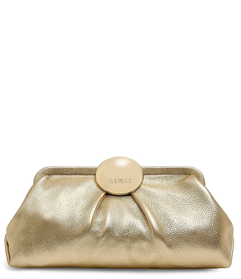 AIMEE Full Circle Frame Crinkle Leather Clutch Bag