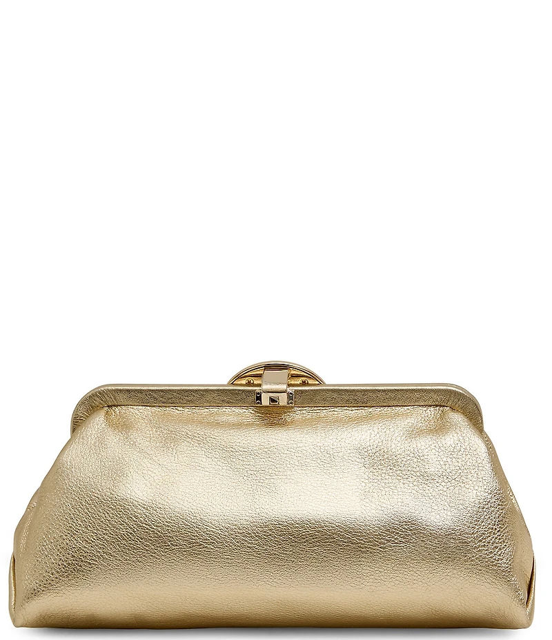 AIMEE Full Circle Frame Crinkle Leather Clutch Bag