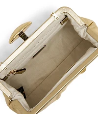 AIMEE Full Circle Frame Crinkle Leather Clutch Bag