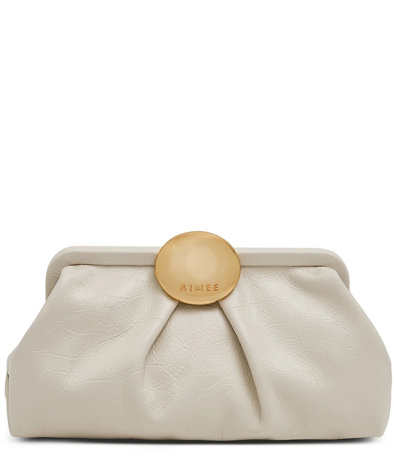 AIMEE Full Circle Frame Crinkle Leather Clutch Bag