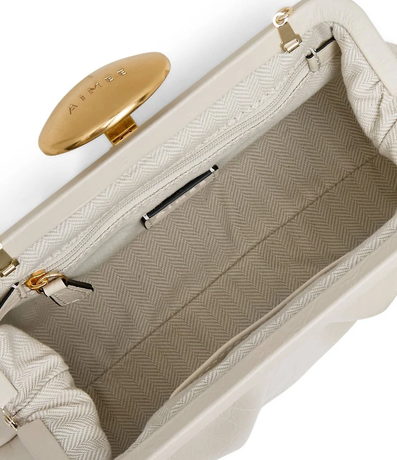 AIMEE Full Circle Frame Crinkle Leather Clutch Bag