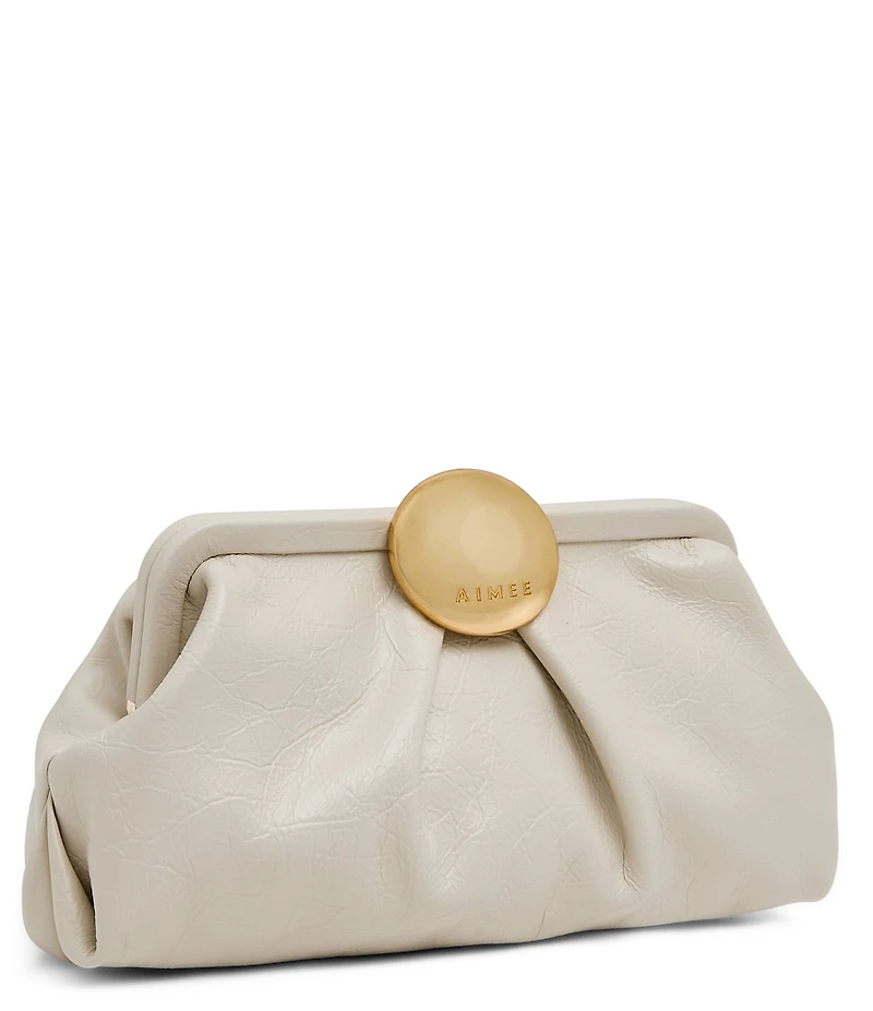 AIMEE Full Circle Frame Crinkle Leather Clutch Bag