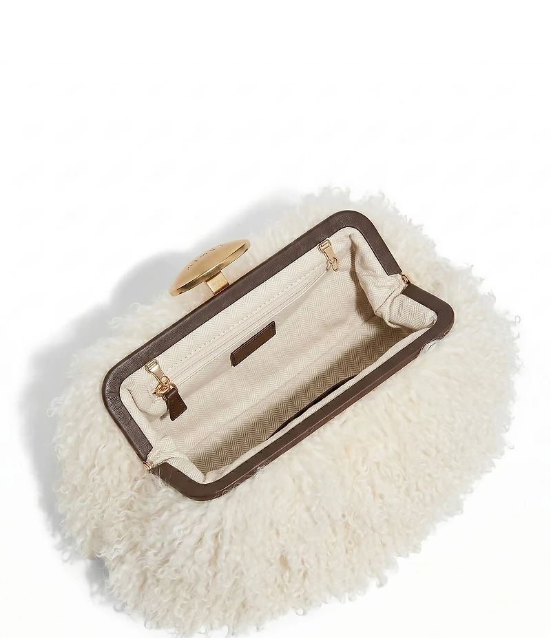 AIMEE Full Circle Faux Fur Shearling Frame Clutch Bag