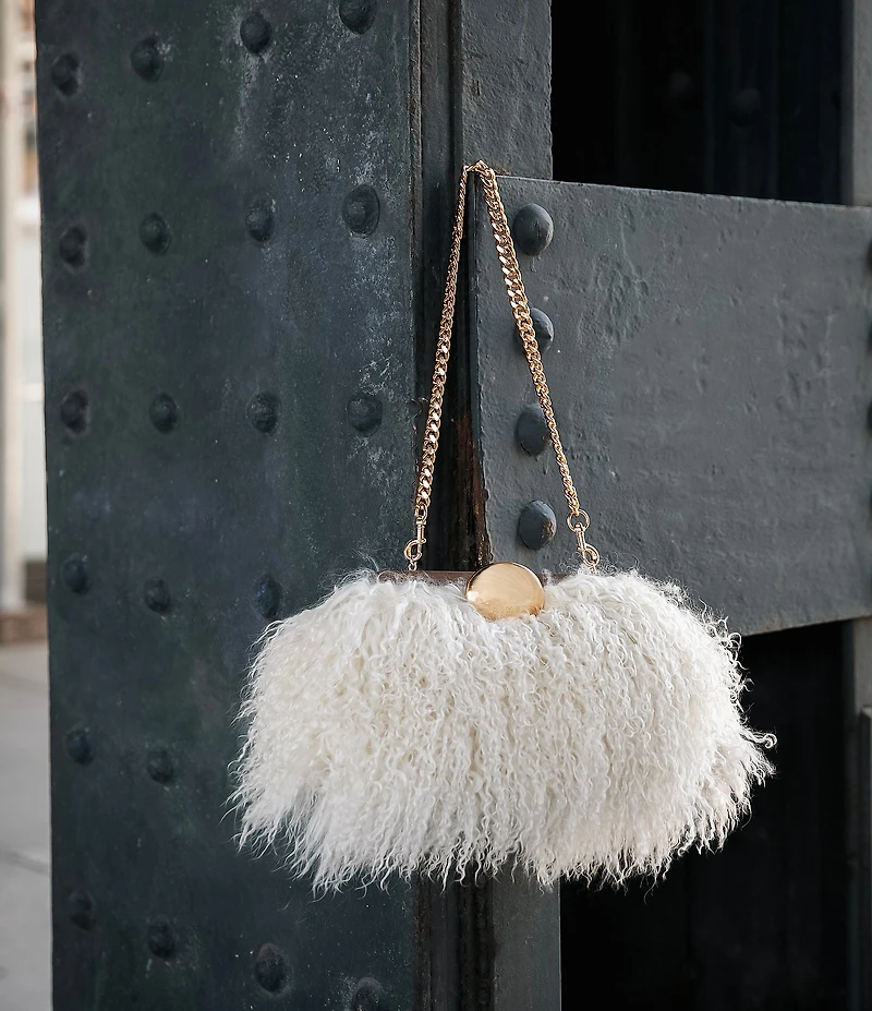 AIMEE Full Circle Faux Fur Shearling Frame Clutch Bag