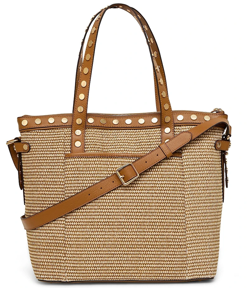 AIMEE Jagger Raffia Studded Tote Bag