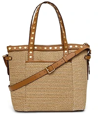 AIMEE Jagger Raffia Studded Tote Bag