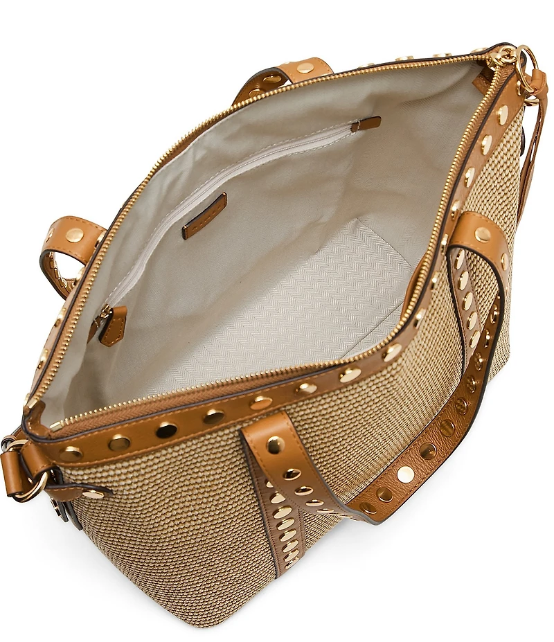AIMEE Jagger Raffia Studded Tote Bag