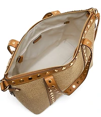 AIMEE Jagger Raffia Studded Tote Bag