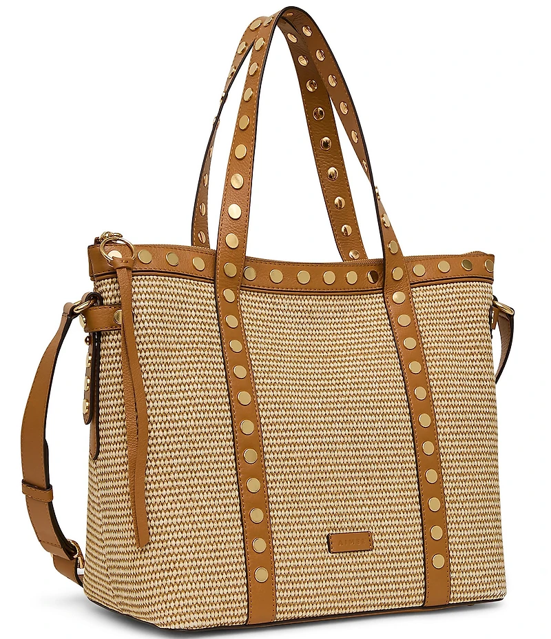 AIMEE Jagger Raffia Studded Tote Bag