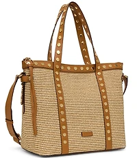 AIMEE Jagger Raffia Studded Tote Bag