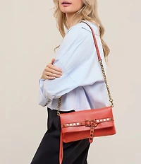 AIMEE Jagger Studded Belt Leather Convertible Clutch