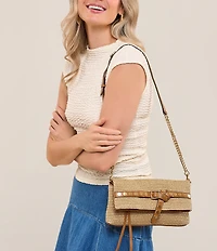 AIMEE Jagger Studded Belt Woven Convertible Clutch