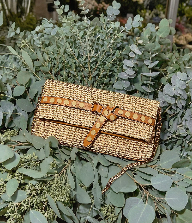 AIMEE Jagger Studded Belt Woven Convertible Clutch