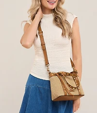AIMEE Jagger Studded Woven Mini Crossbody Tote Bag