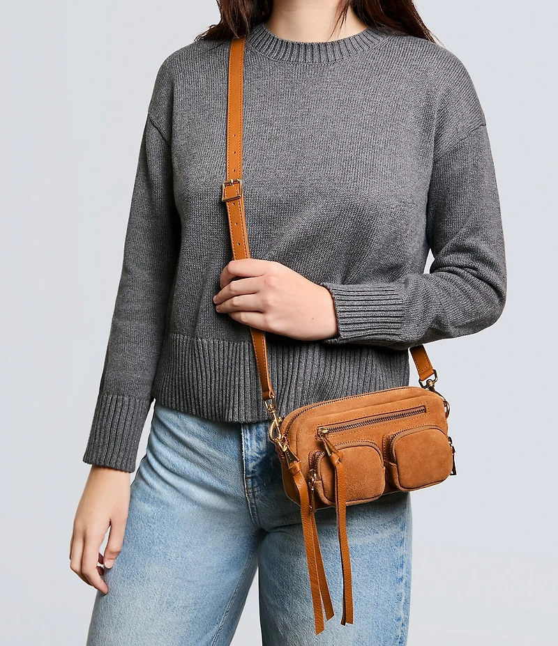 AIMEE Away We Go Suede Cargo Crossbody Bag