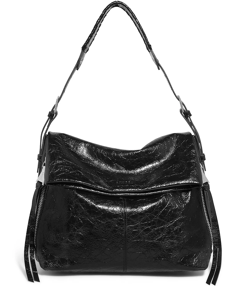 AIMEE Bali Crinkle Leather Slouchy Hobo Shoulder Bag