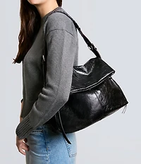 AIMEE Bali Crinkle Leather Slouchy Hobo Shoulder Bag