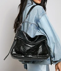 AIMEE Bali Crinkle Leather Slouchy Hobo Shoulder Bag