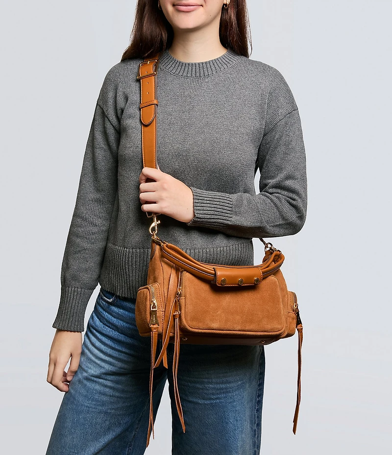 AIMEE Away We Go Suede Convertible Crossbody Shoulder Bag