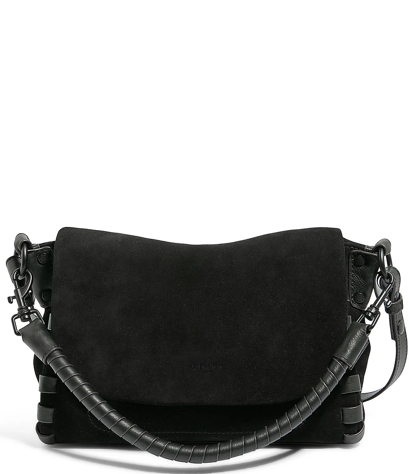 AIMEE Zen Suede Woven Leather Trim Shoulder Bag