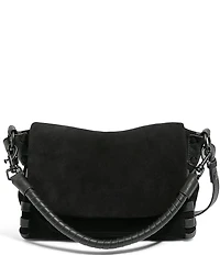 AIMEE Zen Suede Woven Leather Trim Shoulder Bag