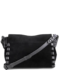 AIMEE Zen Suede Woven Leather Trim Shoulder Bag